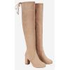 imageVepose Womens Aria Thigh High Over The Knee Boots Cute Suede Long Boots with High Heel and Inner ZipperSand