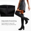 imageVepose Womens Over The Knee High Boots Suede Thigh High Boot 3 Inch Chunky Heels Zipper Adjustable Opening ShoesBlack Suede