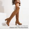 imageVepose Womens Over The Knee High Boots Suede Thigh High Boot 3 Inch Chunky Heels Zipper Adjustable Opening ShoesCamel