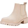 imageVepose Womens 9625 Chelsea Ankle Boots Chunky Low Heel Pullon Booties with Elastic and Lug SoleChelsea Booties9625beige