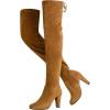 imageVepose Womens Aria Thigh High Over The Knee Boots Cute Suede Long Boots with High Heel and Inner ZipperKhaki Coffee Suede
