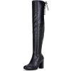 imageVepose Womens Over The Knee High Boots Suede Thigh High Boot 3 Inch Chunky Heels Zipper Adjustable Opening ShoesBlack Pu