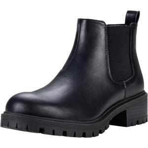 imageVepose Womens 9625 Chelsea Ankle Boots Chunky Low Heel Pullon Booties with Elastic and Lug SoleChelsea Boots9625black
