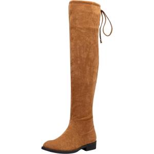 imageVepose Womens 998 Suede Over The Knee High Boots Low Flat Heel Thigh High Boots for WomenCamelknee High998