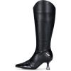 imageVepose Womens Knee High Boots Tall Dress Fashion Pointed Toe Kitten Low Heel Boots with Side ZipperBlack Pu