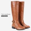 imageVepose Womens 949 Knee High BootsTall Riding Boots Low Heel with Wide Calf and Wide WidthsHigh Knee948brown