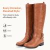 imageVepose Womens 949 Knee High BootsTall Riding Boots Low Heel with Wide Calf and Wide WidthsTall Boots949brown