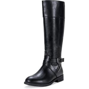 imageVepose Womens 949 Knee High BootsTall Riding Boots Low Heel with Wide Calf and Wide WidthsHigh Knee948black