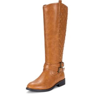 imageVepose Womens 949 Knee High BootsTall Riding Boots Low Heel with Wide Calf and Wide WidthsTall Boots949camel
