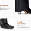 imageVepose Knee High Tall Long Boots for Women Square Toe Fold Over Fashion Cute Kitten Heel Faux Leather 9527 with Buckle Inside ZipperBlack9527