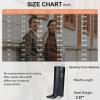 imageVepose Knee High Tall Long Boots for Women Square Toe Fold Over Fashion Cute Kitten Heel Faux Leather 9527 with Buckle Inside ZipperBlack9527