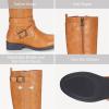 imageVepose Womens Riding Knee High Boots Calf Tall Stretch Retro Low Heel 952 Boots with ZipperCamel Brownriding 952