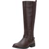 imageVepose Womens Riding Knee High Boots Calf Tall Stretch Retro Low Heel 952 Boots with ZipperCoffee