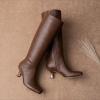 imageVepose Knee High Boots for Women with Kitten Low Heel Tall Fashion Square Toe Long Dressy Boots Casual Comfort Botas Trendy para MujerBrown9528kitten