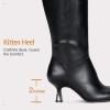imageVepose Womens Knee High Tall Faux Leather Boots Pointed Toe Kitten Heeled Dress Ladies Fashion Riding 9525 Boots with Side Zipper Elegantes Casual Comfort Botas Trendy para MujerBlack