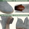 imageVepose Womens Short Ankle Boots Low Heel Western Cutout Perforated BootiesClassic Perf912grey