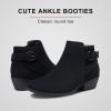 imageVepose Womens Short Ankle Boots Low Heel Western Cutout Perforated BootiesElegant911black Nubuck