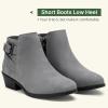 imageVepose Womens Short Ankle Boots Low Heel Western Cutout Perforated BootiesElegant911grey