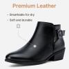 imageVepose Womens Short Ankle Boots Low Heel Western Cutout Perforated BootiesLeather Western911lblack