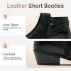 imageVepose Womens Short Ankle Boots Low Heel Western Cutout Perforated BootiesLeather Western911lblack