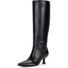 imageVepose Womens Knee High Tall Faux Leather Boots Pointed Toe Kitten Heeled Dress Ladies Fashion Riding 9525 Boots with Side Zipper Elegantes Casual Comfort Botas Trendy para MujerBlack