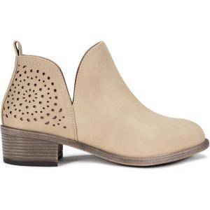 imageVepose Womens Short Ankle Boots Low Heel Western Cutout Perforated BootiesClassic Perf912tan Nubuck