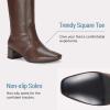 imageVepose Knee High Boots for Women Tall Riding Square Toe 9507 Botas Womens Low Chunky Block Heel Boots with Side ZipperBrown
