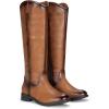 imageVepose Womens Knee High Boots 956 Wide Calf Zipper Tall Fashion BootsBrown Pu