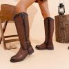 imageVepose Womens Knee High Boots 956 Wide Calf Zipper Tall Fashion BootsCoffee