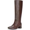 imageVepose Knee High Boots for Women Tall Riding Square Toe 9507 Botas Womens Low Chunky Block Heel Boots with Side ZipperBrown
