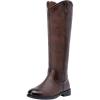 imageVepose Womens Knee High Boots 956 Wide Calf Zipper Tall Fashion BootsCoffee Pu