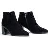 imageVepose Womens 9631 Ankle Booties Pointed Toe Block Chunky Heel Boots with Side ZipperChunky Chelsea9631black Suede