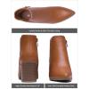 imageVepose Womens 9631 Ankle Booties Pointed Toe Block Chunky Heel Boots with Side ZipperChunky Chelsea9631brown