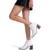 imageVepose Womens 9631 Ankle Booties Pointed Toe Block Chunky Heel Boots with Side ZipperChunky Chelsea9631white