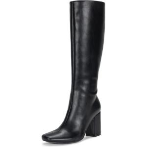 imageVepose Knee High Boots for Women Block Chuncky Heel Squared Toe Long Boot Inside Zipper Tall BootsBlack9577