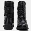 imageVepose Womens 928 Combat Boots Low Heel Mid Calf Military Boots with Card Knife Wallet PocketAhigh Combatblack