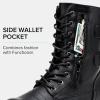 imageVepose Womens 928 Combat Boots Low Heel Mid Calf Military Boots with Card Knife Wallet PocketAhigh Combatblack