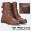 imageVepose Womens 928 Combat Boots Low Heel Mid Calf Military Boots with Card Knife Wallet PocketAhigh Combatmocha Brown