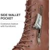 imageVepose Womens 928 Combat Boots Low Heel Mid Calf Military Boots with Card Knife Wallet PocketAhigh Combatmocha Brown
