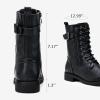 imageVepose Womens 928 Combat Boots Low Heel Mid Calf Military Boots with Card Knife Wallet PocketAmilitaryblack