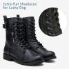 imageVepose Womens 928 Combat Boots Low Heel Mid Calf Military Boots with Card Knife Wallet PocketAmilitaryblack