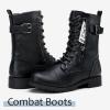 imageVepose Womens 928 Combat Boots Low Heel Mid Calf Military Boots with Card Knife Wallet PocketAmilitaryblack