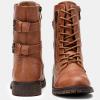 imageVepose Womens 928 Combat Boots Low Heel Mid Calf Military Boots with Card Knife Wallet PocketHigh Combatbrown