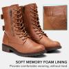 imageVepose Womens 928 Combat Boots Low Heel Mid Calf Military Boots with Card Knife Wallet PocketHigh Combatbrown