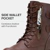imageVepose Womens 928 Combat Boots Low Heel Mid Calf Military Boots with Card Knife Wallet PocketHigh Combatcognac
