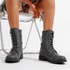 imageVepose Womens 928 Combat Boots Low Heel Mid Calf Military Boots with Card Knife Wallet PocketHigh Combatgrey