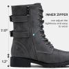 imageVepose Womens 928 Combat Boots Low Heel Mid Calf Military Boots with Card Knife Wallet PocketHigh Combatgrey