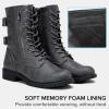 imageVepose Womens 928 Combat Boots Low Heel Mid Calf Military Boots with Card Knife Wallet PocketHigh Combatgrey