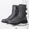imageVepose Womens 928 Combat Boots Low Heel Mid Calf Military Boots with Card Knife Wallet PocketHigh Combatgrey