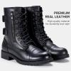 imageVepose Womens 928 Combat Boots Low Heel Mid Calf Military Boots with Card Knife Wallet PocketLeatherblack